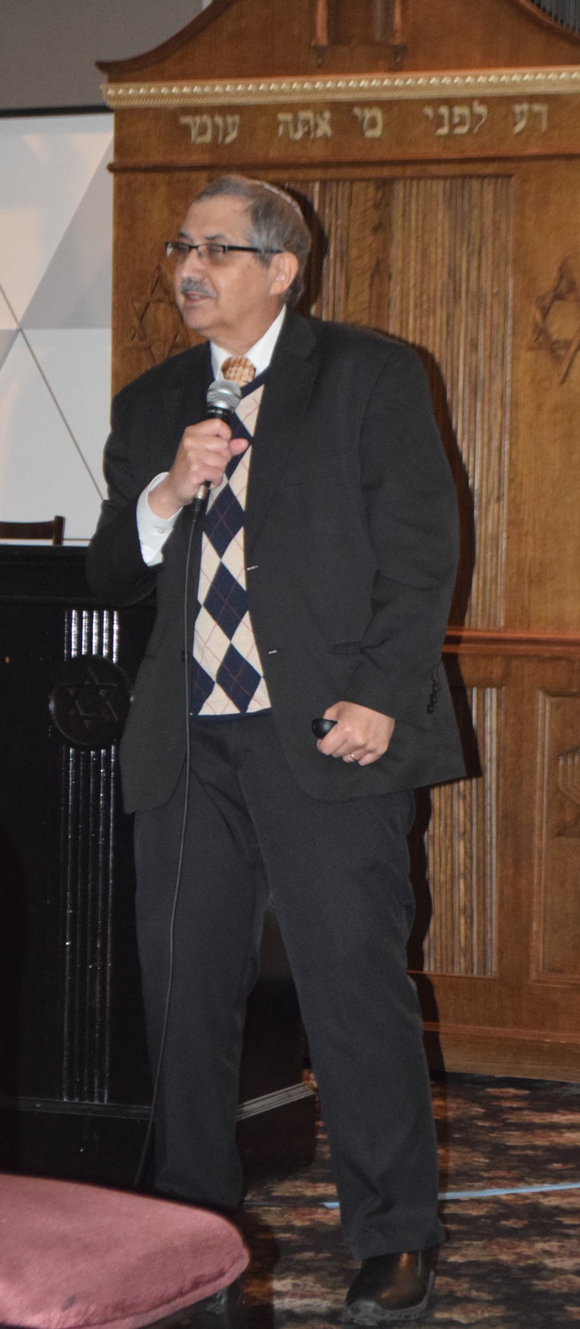 Dr. Richard Freund, an archeologist and professor and at the University of Hartford, spoke on history and the Holocaust at Temple Beth El in Cedarhurst on May 1.